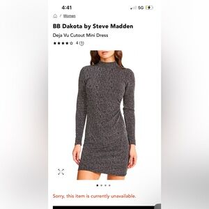 Black Sparkly Long Sleeve Dress with Side Cut Out